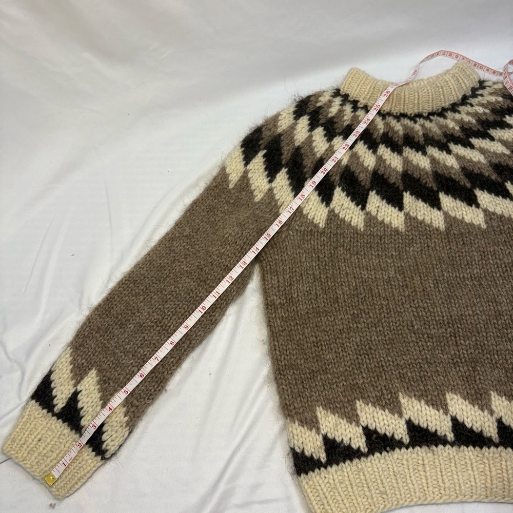 Vintage Icelandic Wool Sweater Nordic Fair Isle Fisherman Knit Cozy Oversized - Picture 8 of 9
